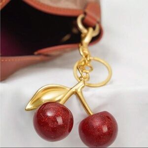 Cherry Keychain with Gold Accents